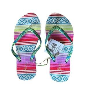 Vera Bradley Serape Paradise Flip Flops -Southwest Pattern – Size 5/6 NEW